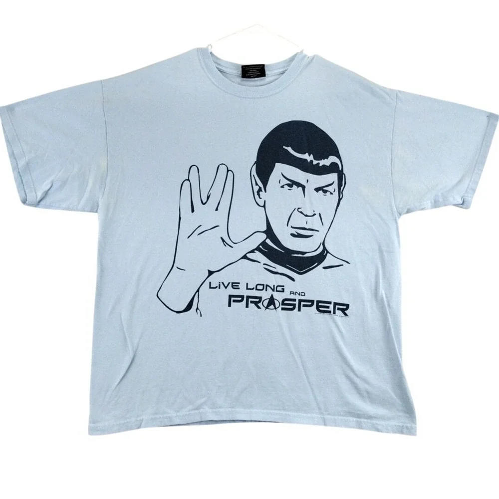 Steve & Barrys Star Trek Spock Live Long and‎ Prosper T Shirt Mens XL Light Blue